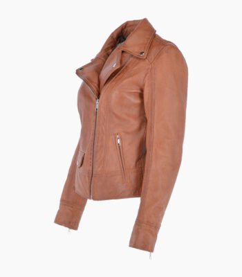 Women's Leather Biker Jacket Tan Florence