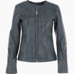Women's Leather Jacket Grey Cordova