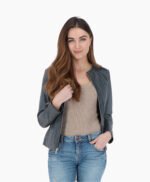 Women's Leather Jacket Grey Cordova