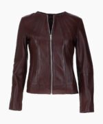 Women's Leather Jacket Maroon Cordova