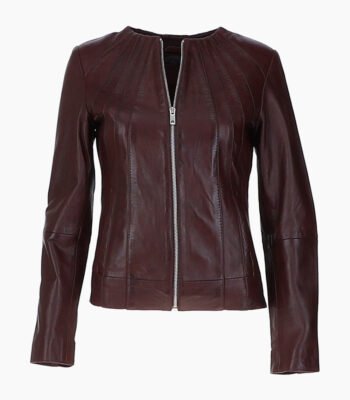 Women's Leather Jacket Maroon Cordova