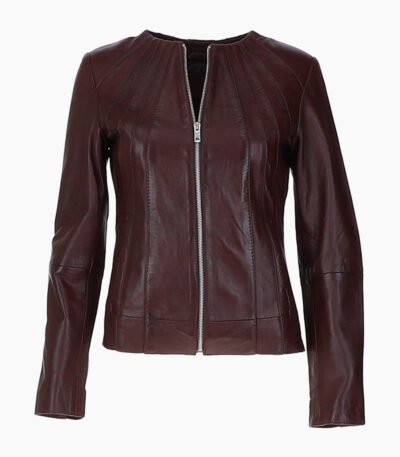 Women's Leather Jacket Maroon Cordova