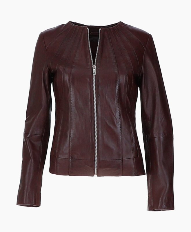 Women's Leather Jacket Maroon Cordova