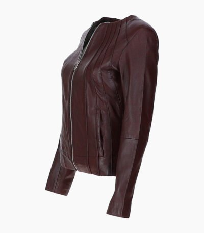 Women's Leather Jacket Maroon Cordova