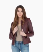 Women's Leather Jacket Maroon Cordova