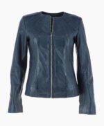 Women's Leather Jacket Navy Cordova