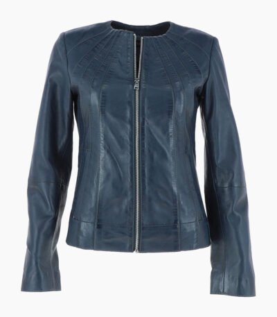 Women's Leather Jacket Navy Cordova