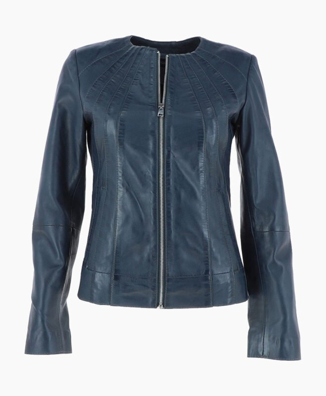 Women's Leather Jacket Navy Cordova