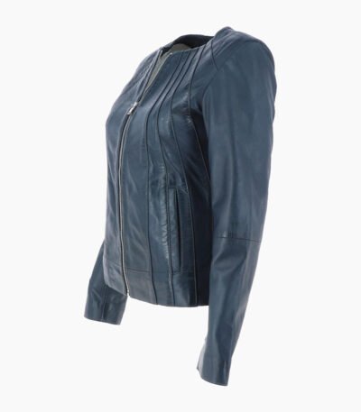Women's Leather Jacket Navy Cordova
