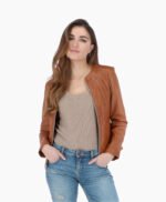 Women's Leather Jacket Tan Cordova