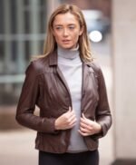 Leather Blazer Jacket Brown Alameda