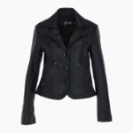 Womens Leather Blazer Jacket Black Alameda