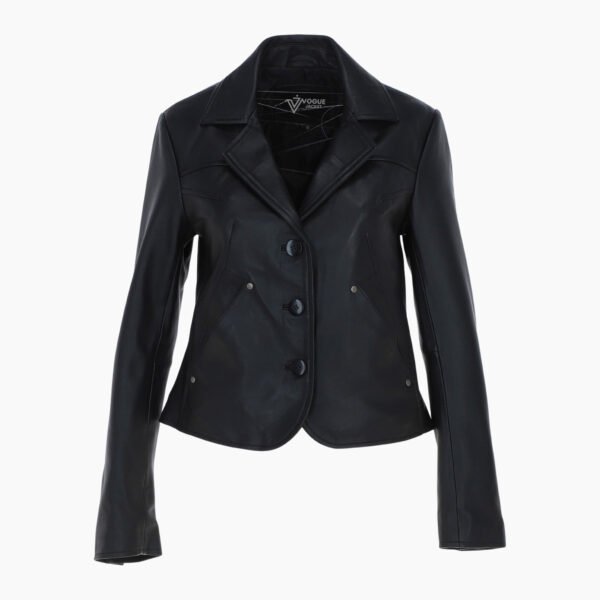 Womens Leather Blazer Jacket Black Alameda