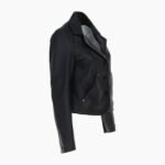 Womens Leather Blazer Jacket Black Alameda