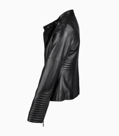Women's Leather Biker Jacket Black Rogers