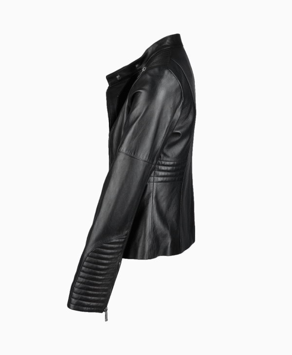 Women's Leather Biker Jacket Black Rogers