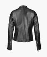 Women's Leather Biker Jacket Black Rogers