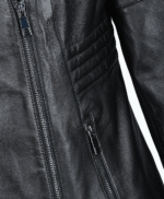 Women's Leather Biker Jacket Black Rogers