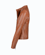 Women's Leather Biker Jacket Tan Rogers