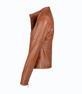 Women's Leather Biker Jacket Tan Rogers