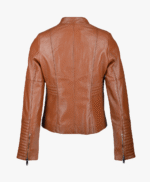 Women's Leather Biker Jacket Tan Rogers