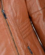 Women's Leather Biker Jacket Tan Rogers
