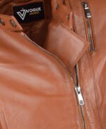 Women's Leather Biker Jacket Tan Rogers