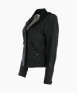 Women's Leather Blazer Jacket Black Alameda