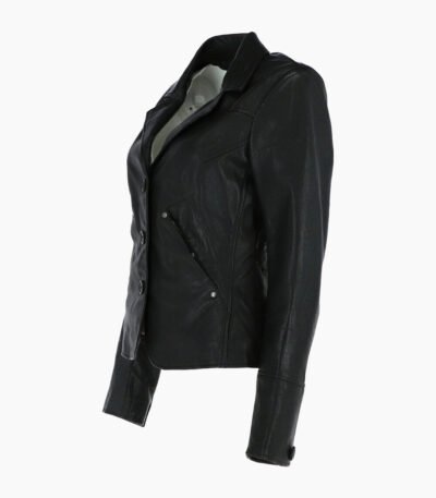 Women's Leather Blazer Jacket Black Alameda