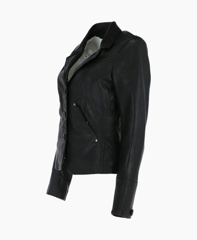 Women's Leather Blazer Jacket Black Alameda