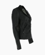 Women's Leather Blazer Jacket Black Alameda