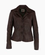 Women's Leather Blazer Jacket Brown Alameda