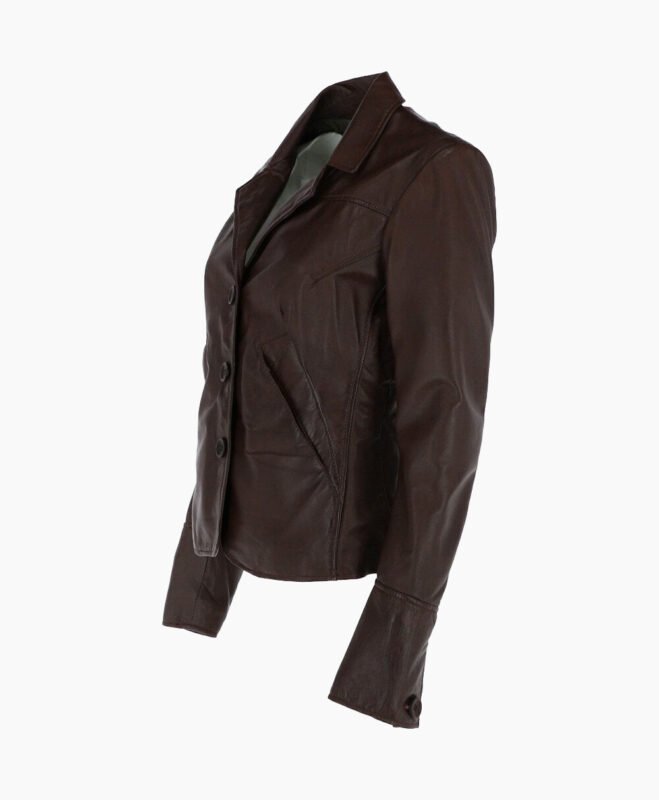 Women's Leather Blazer Jacket Brown Alameda