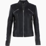 Women's Leather Biker Jacket Black Arcadia
