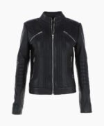 Women's Leather Biker Jacket Black Arcadia