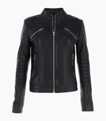 Women's Leather Biker Jacket Black Arcadia