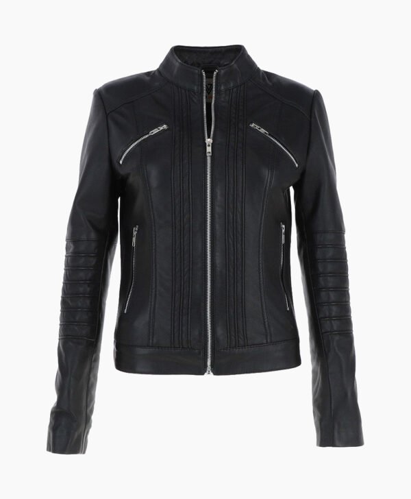 Women's Leather Biker Jacket Black Arcadia