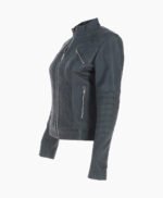 Women's Leather Biker Jacket Gray Arcadia