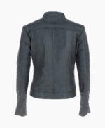 Women's Leather Biker Jacket Gray Arcadia