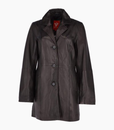 Women's Leather Coat Black Barstow