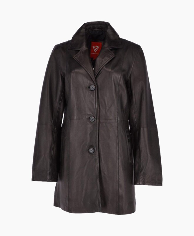 Women's Leather Coat Black Barstow