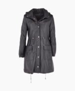 Women's Leather Coat Black Belmont