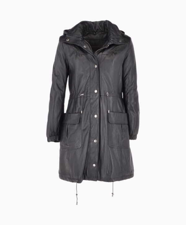 Women's Leather Coat Black Belmont