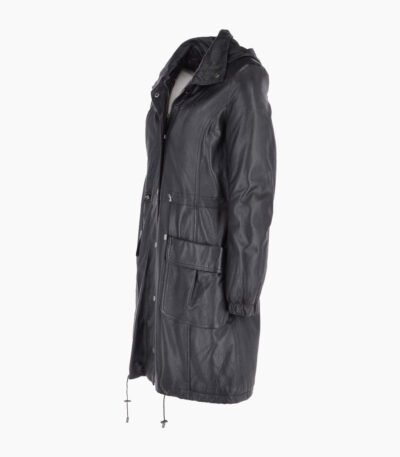 Women's Leather Coat Black Belmont