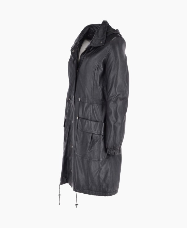 Women's Leather Coat Black Belmont