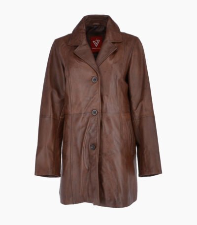 Women's Leather Coat Brown Barstow