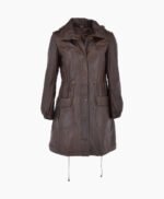 Women's Leather Coat Brown Belmont