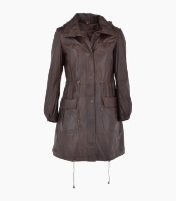 Women's Leather Coat Brown Belmont