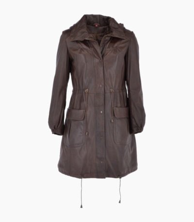 Women's Leather Coat Brown Belmont