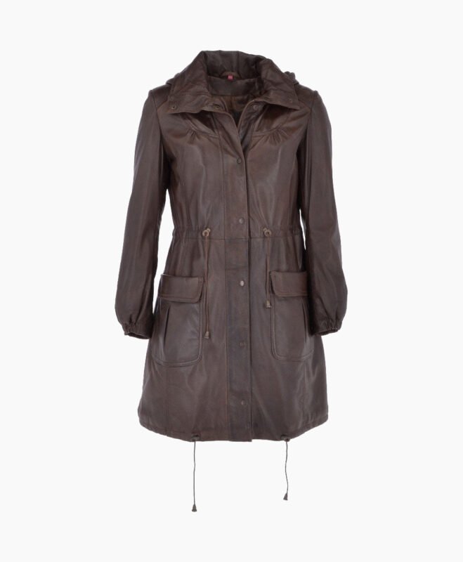 Women's Leather Coat Brown Belmont